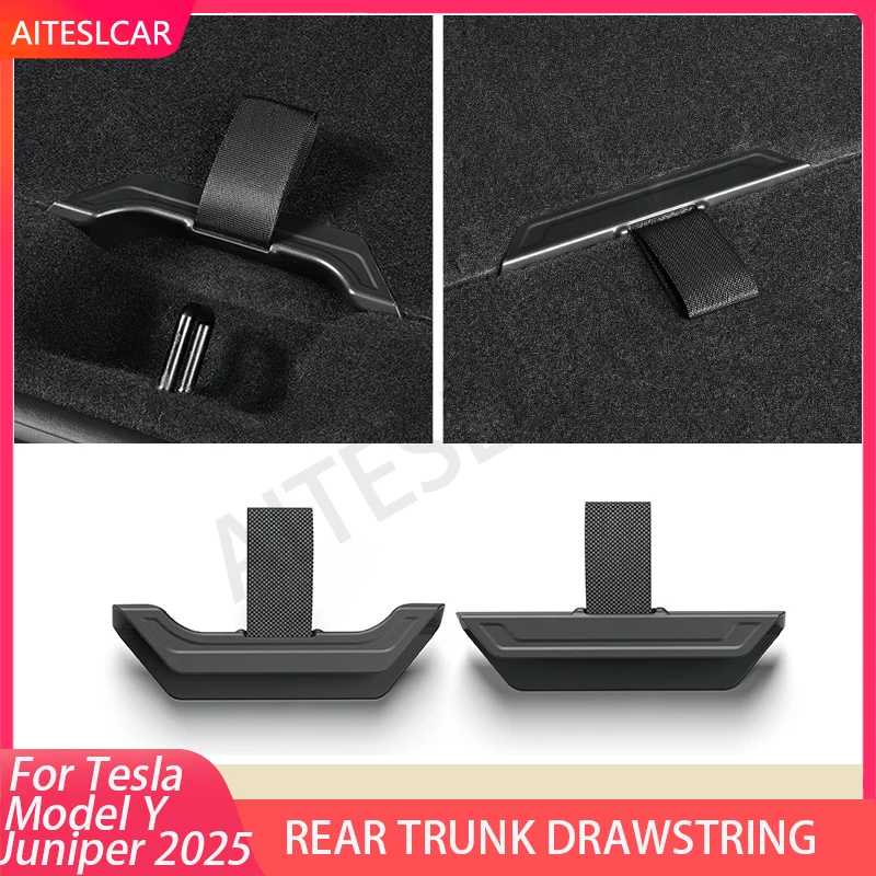 

For Tesla Model Y Rear Trunk Rope DrawString Open Tail Box Cover Handle Pull Strap Car Organizer Accessories Mat Protection Pad
