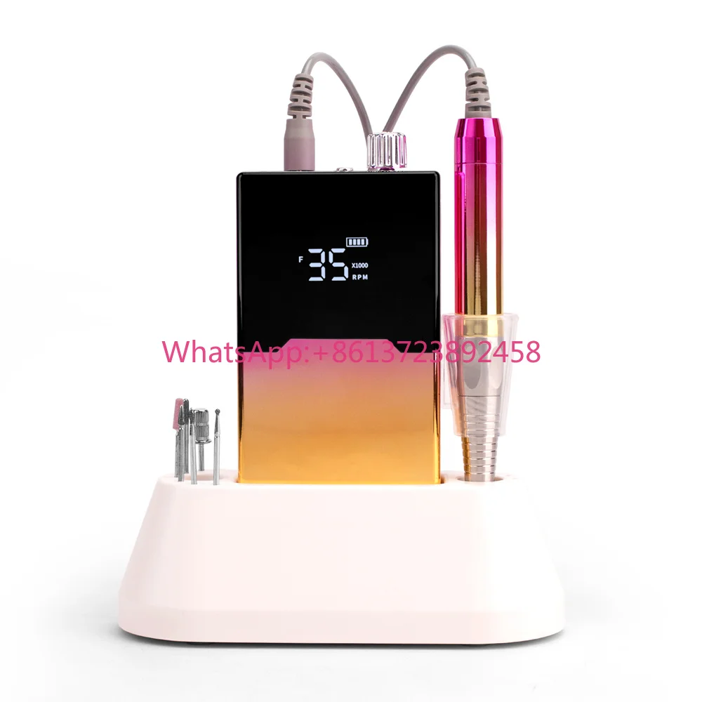 Misbeauty 2023 New Innovative Gradient Portable Brushless Mobile Rechargeable Wireless Nail Drill Machine 35000RPM for Nail Art