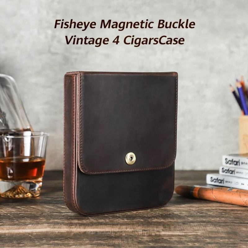 

Премиальный дорожный футляр для сигар из натуральной кожи, вместимость 4 сигар, с отсеками для зажигалки и ножа, идеальный подарок для мужчин