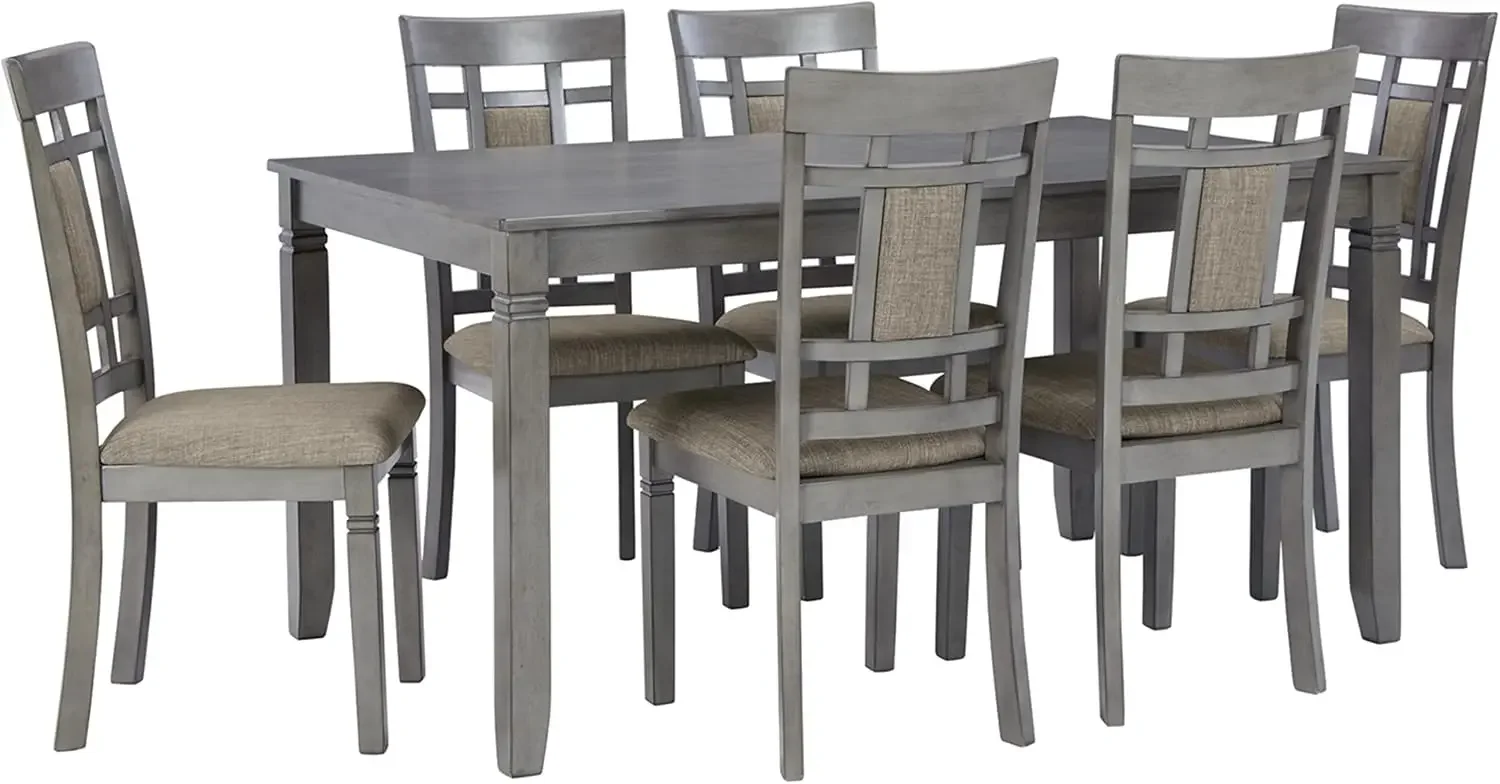 by Ashley Jayemyer 7 Piece Dining Room Set, Includes Table and 6 Chairs, Dark Gray