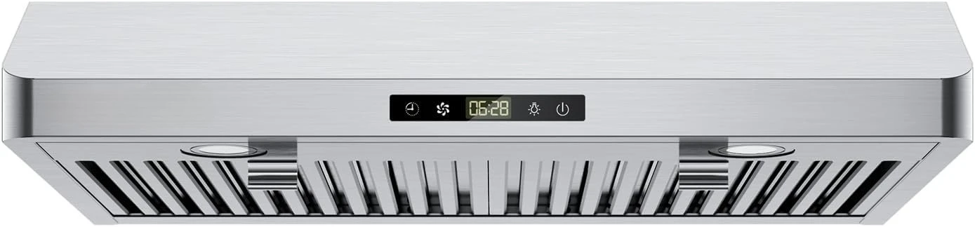 شفاط المطبخ بدون مجاري/مقاريف تحت الخزانة 30 بوصة، مؤقت تحكم باللمس وإعداد الساعة، 300 CFM 3 سرعات، مبيعات المصنع مباشرة