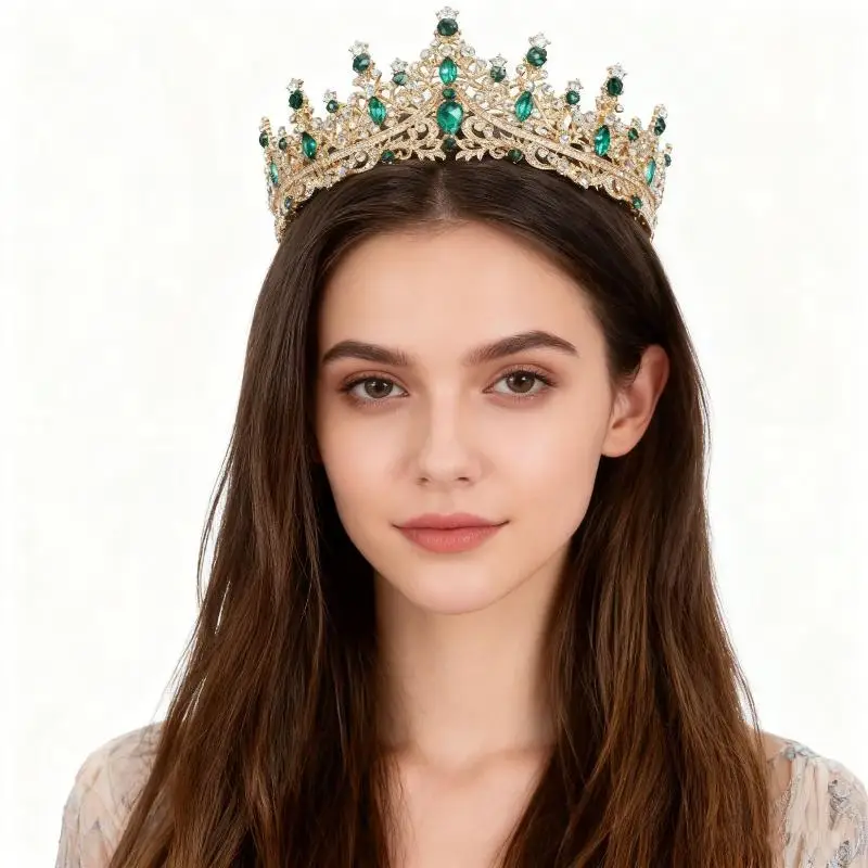 Elegante Braut-Tiara, glänzende Kristall-Strass-Krone, Vintage-Königinnen-Kopfschmuck, Haarband, Geschenk für Geburtstagsfeiern. – Detail 3