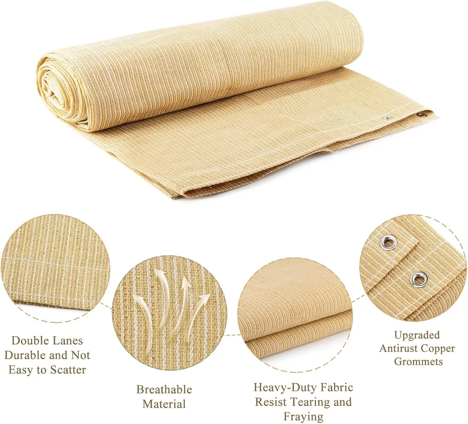 قماش مظلة خارجي 90%، مقاس 16 × 20 بوصة، عريشة، سطح السفينة، ومظلة شمسية للفناء الخلفي مع حماية من الأشعة فوق البنفسجية، مادة HDPE مقاومة للحرارة #3