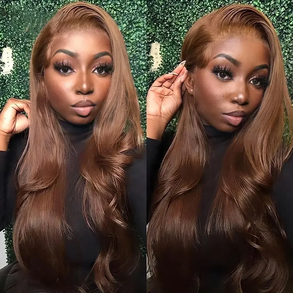 

Chocolate Brown Body Wave 4x4 Lace Closure Wig Full Brown Brazilian Human Hair Transparent Lace Frontal Wig For Women Human Hair