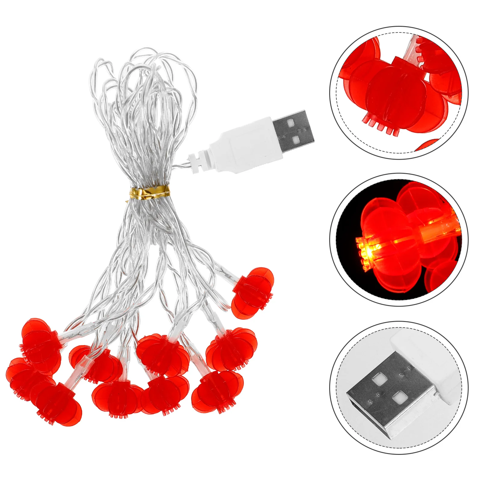 1 قطعة 6 سنتيمتر الأحمر فانوس أضواء الزخرفية 2 متر 10 المصابيح Usb التوصيل Led سلسلة ضوء لقضاء عطلة حفل زفاف حديقة الديكور احتفالي