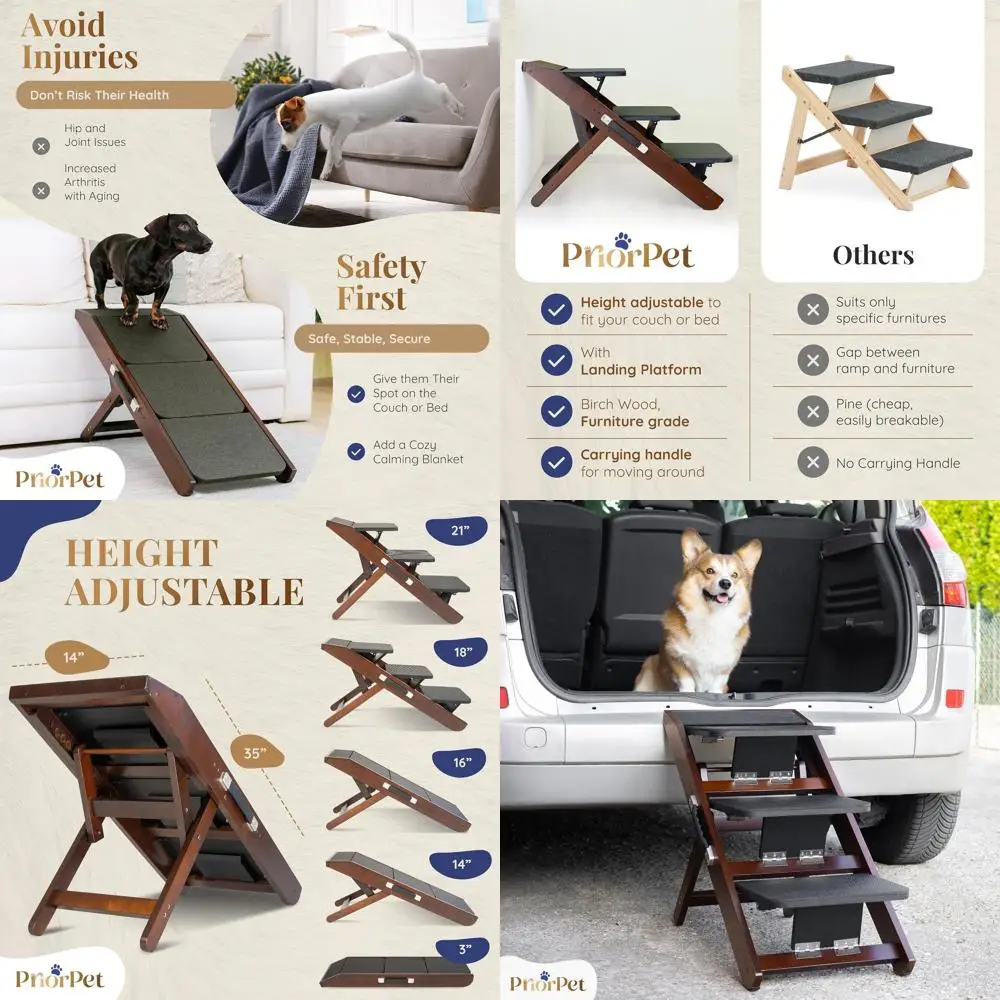 

Складная рампа для собак на диван — нескользящая, прочная, поддерживает 200 фунтов, регулируемая 7–20 лет, посадочная платформа для маленьких собак, орех