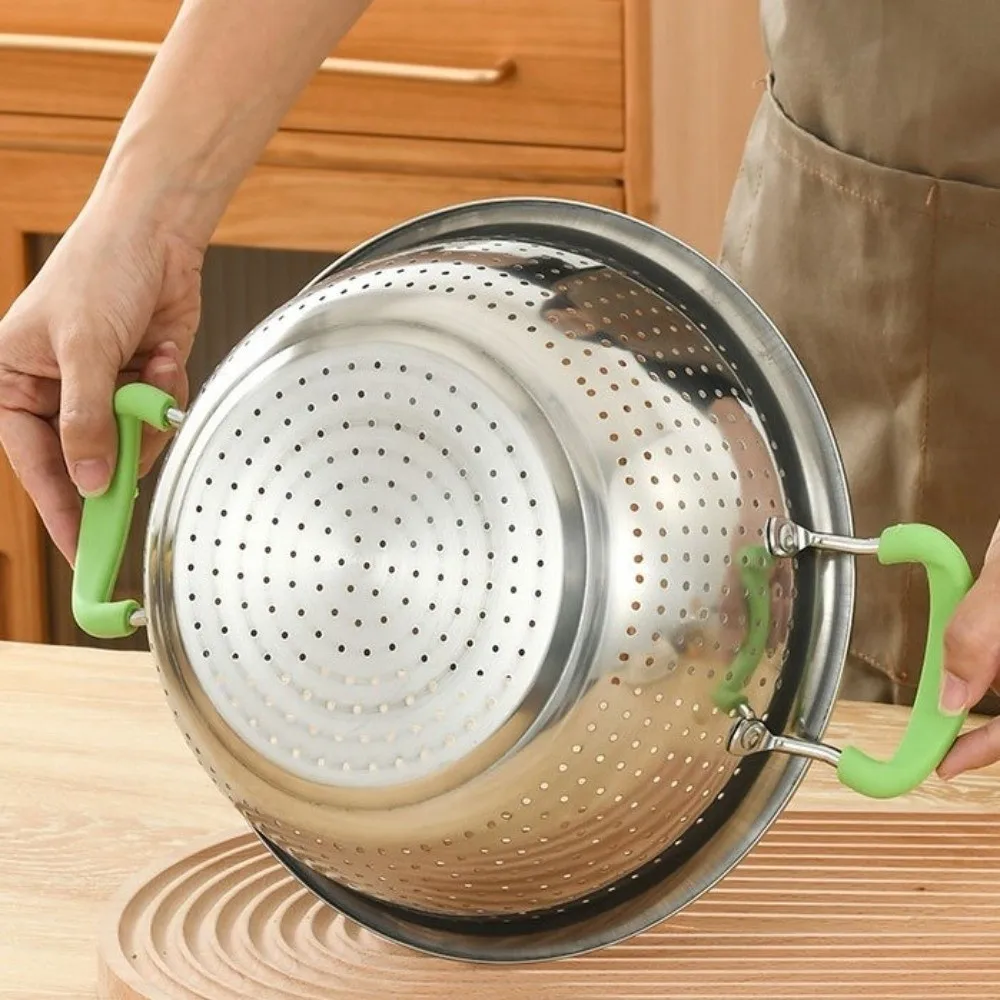 Durable Fine Mesh Kitchen Strainer Basket with Handle Quick Drain Drain Basket Stainless Steel Colander Kitchen Supply - view 2