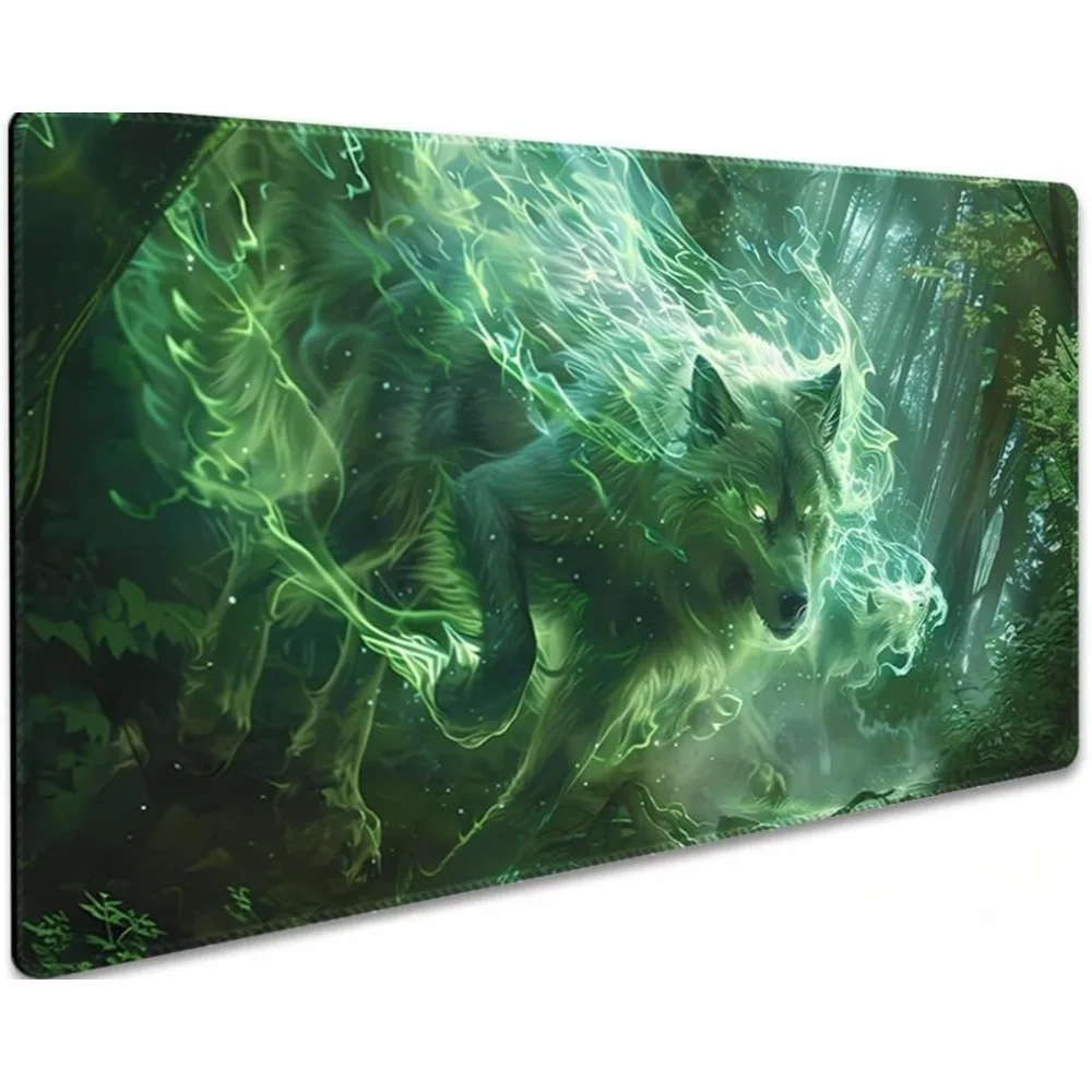 Nine-Tailed Fox Pattern Card Games Playmat Durable Office Deskpad Parties Gathering Card Game Mat Compute PC Gaming MousePad