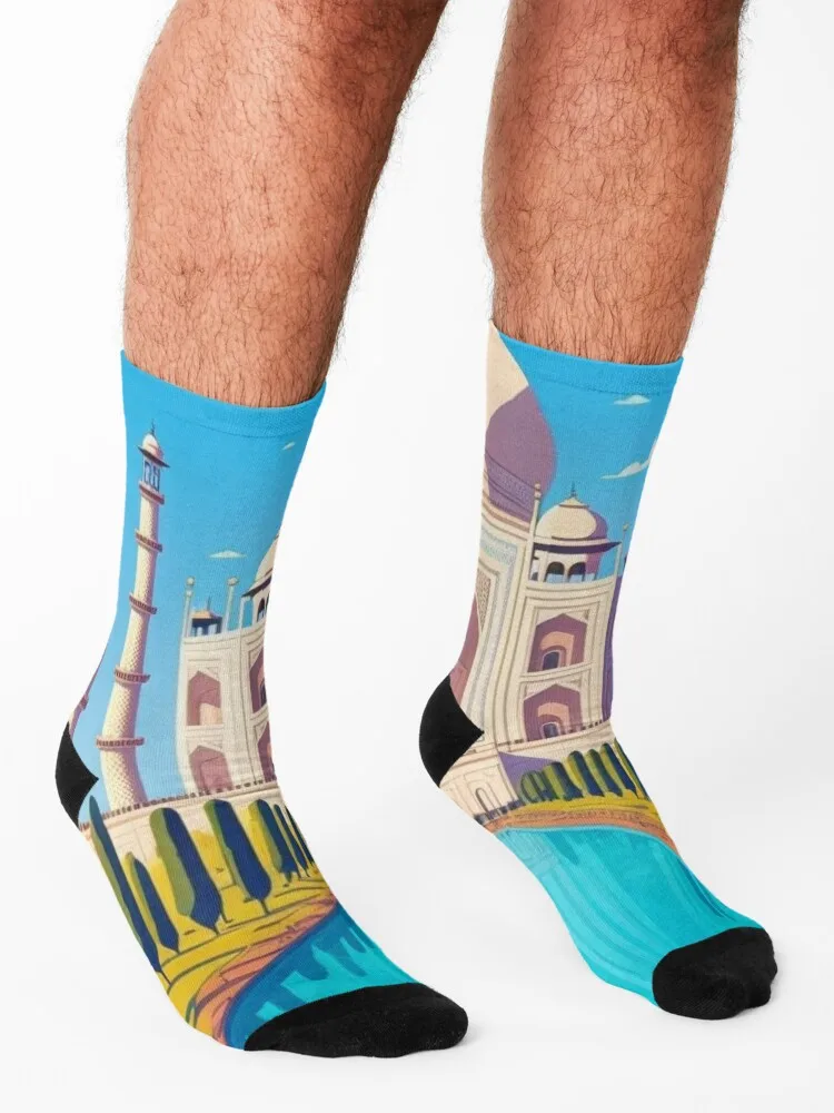 Taj Mahal Socks colored winter kawaii fashionable Socks Women Men's