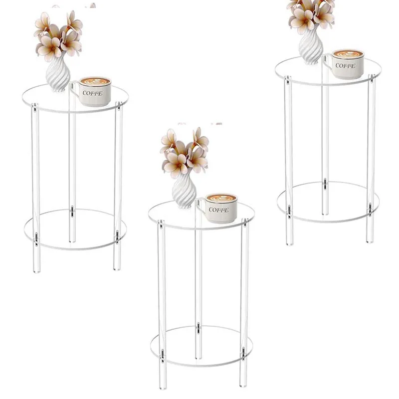 

Acrylic round side table stepped side table transparent bedside table outdoor camping can be assembled and disassembled storage