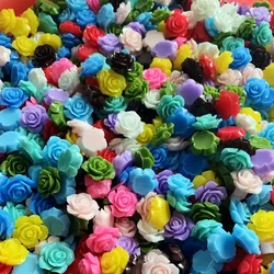 30pcs 15mm 3D Resin Rose Flower Flat Back Cabochon Scrapbook Resin Embellishment Jewelry Making wedding Decoration