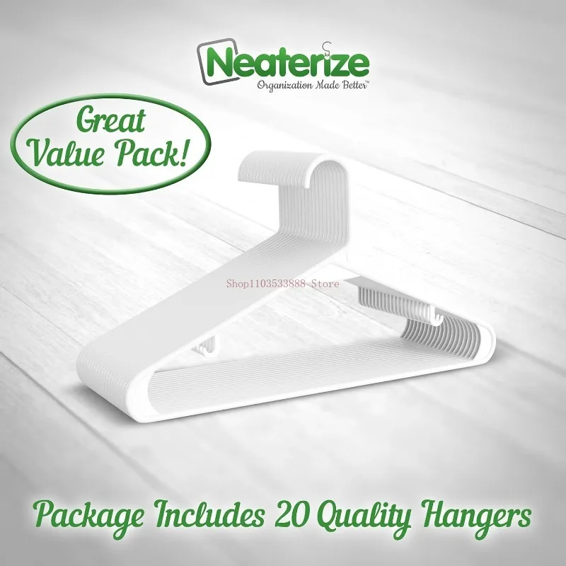 Clothes Hangers Plastic 20 Pack  White Plastic Hangers Makes The Perfect Coat Hanger and General Space Saving Clothes Hangers