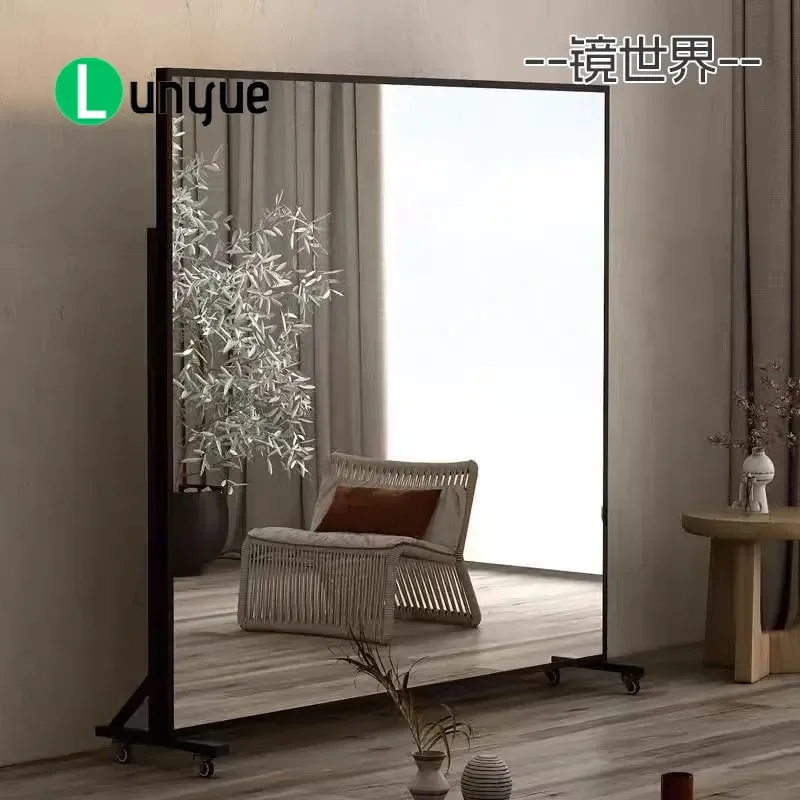 Full Body Floor Mirror Movable Dance Mirror with Wheels Large Household Gym Yoga Room Standing Mirror Easy to Move