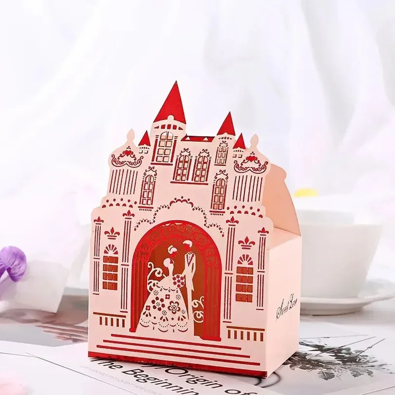 20/50Pcs Love Heart Cut Hollow Bride Candy Boxes Romantic Castle Design Wedding Favors Gifts Box Sweet Party Supplies