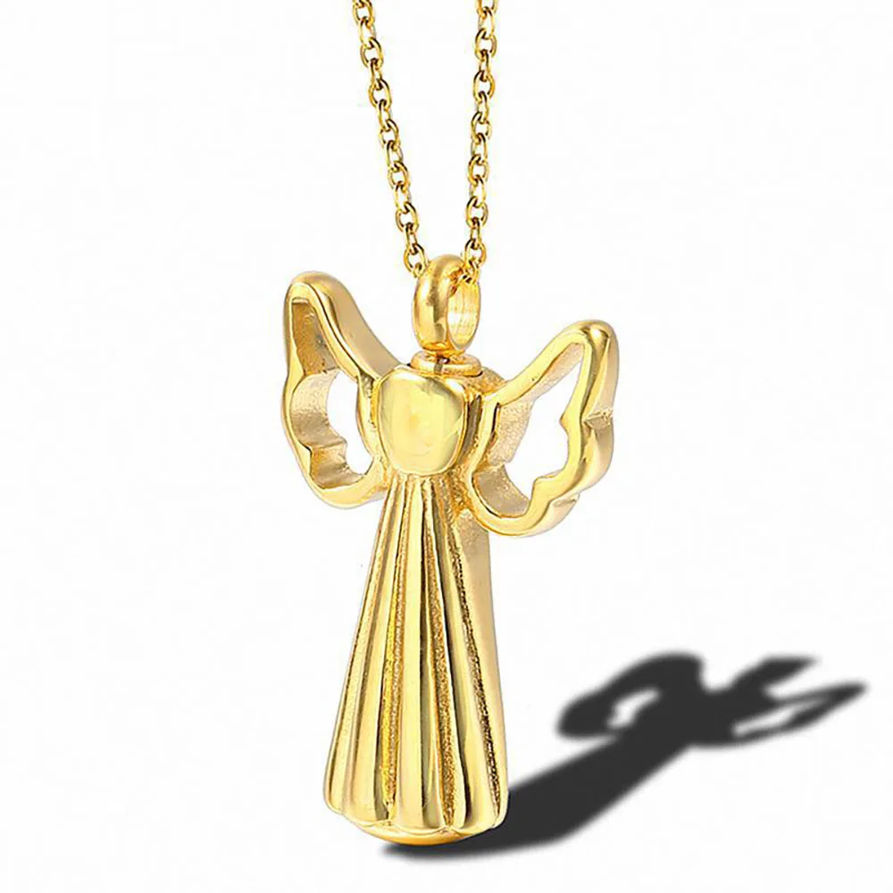 Stainless Steel Cremation Ash Angel Wings Keepsake Urn Pendant Necklace Jewelry Gift