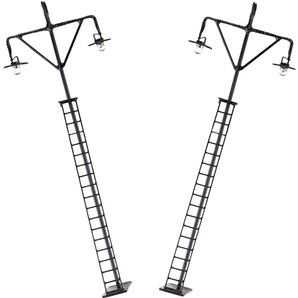 

2 шт. миниатюрных железнодорожных фонарей для декора мини-домиков, песочниц, строительных моделей, микроландшафтов, декоративные светильники для железнодорожных путей