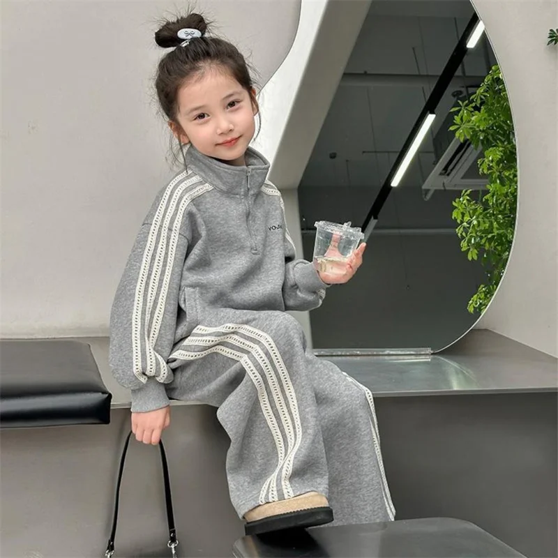 Girls Sweatshirts +Pants Kids Suits 2PCS/Set Cotton 2024 Pullover Spring Autumn Cotton Tracksuit Jogging Suit Christmas Gift Chi