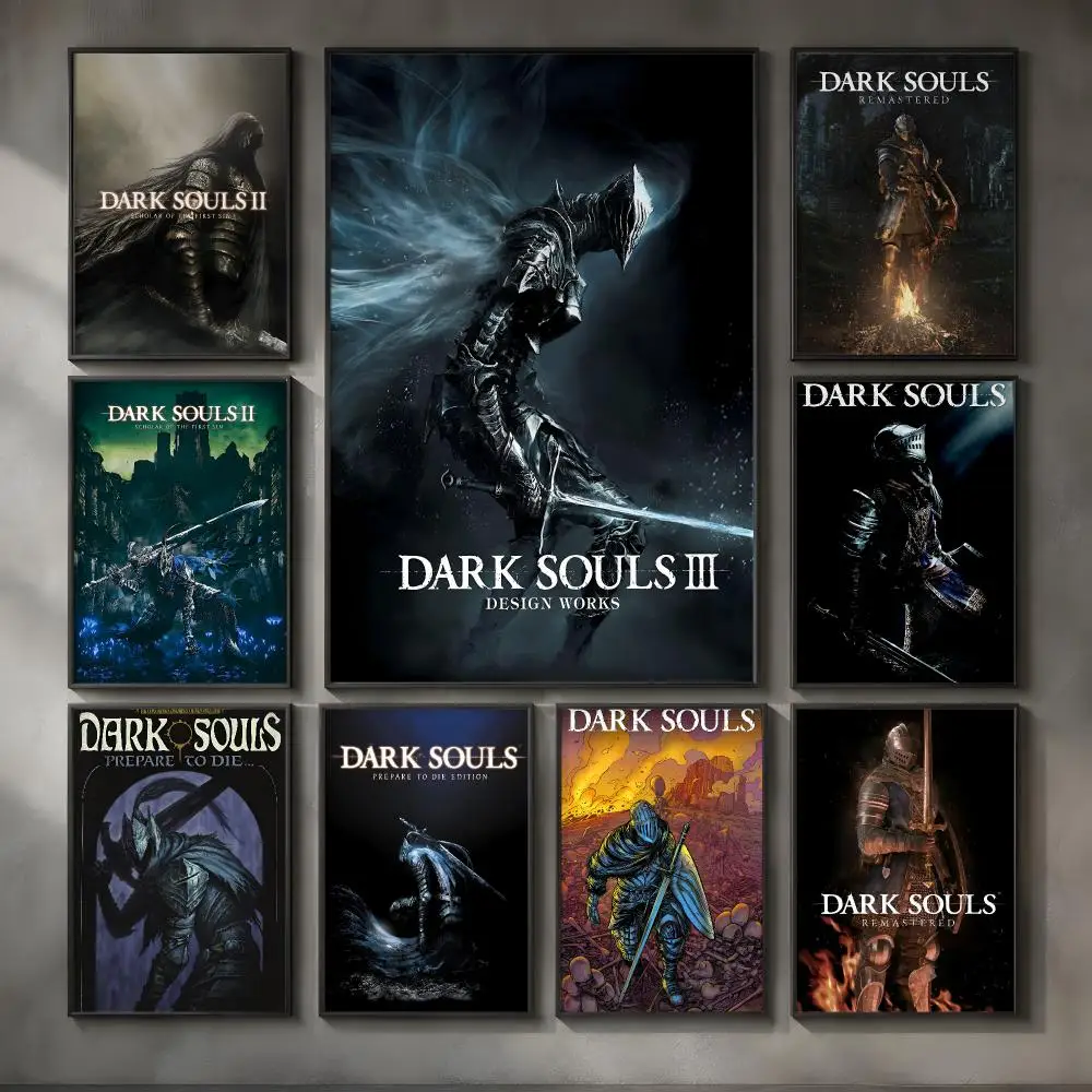Game D-Dark Souls Poster Vintage Self Adhesive PP Wall Art for Living Room Bar Bedroom Home Decor Gift