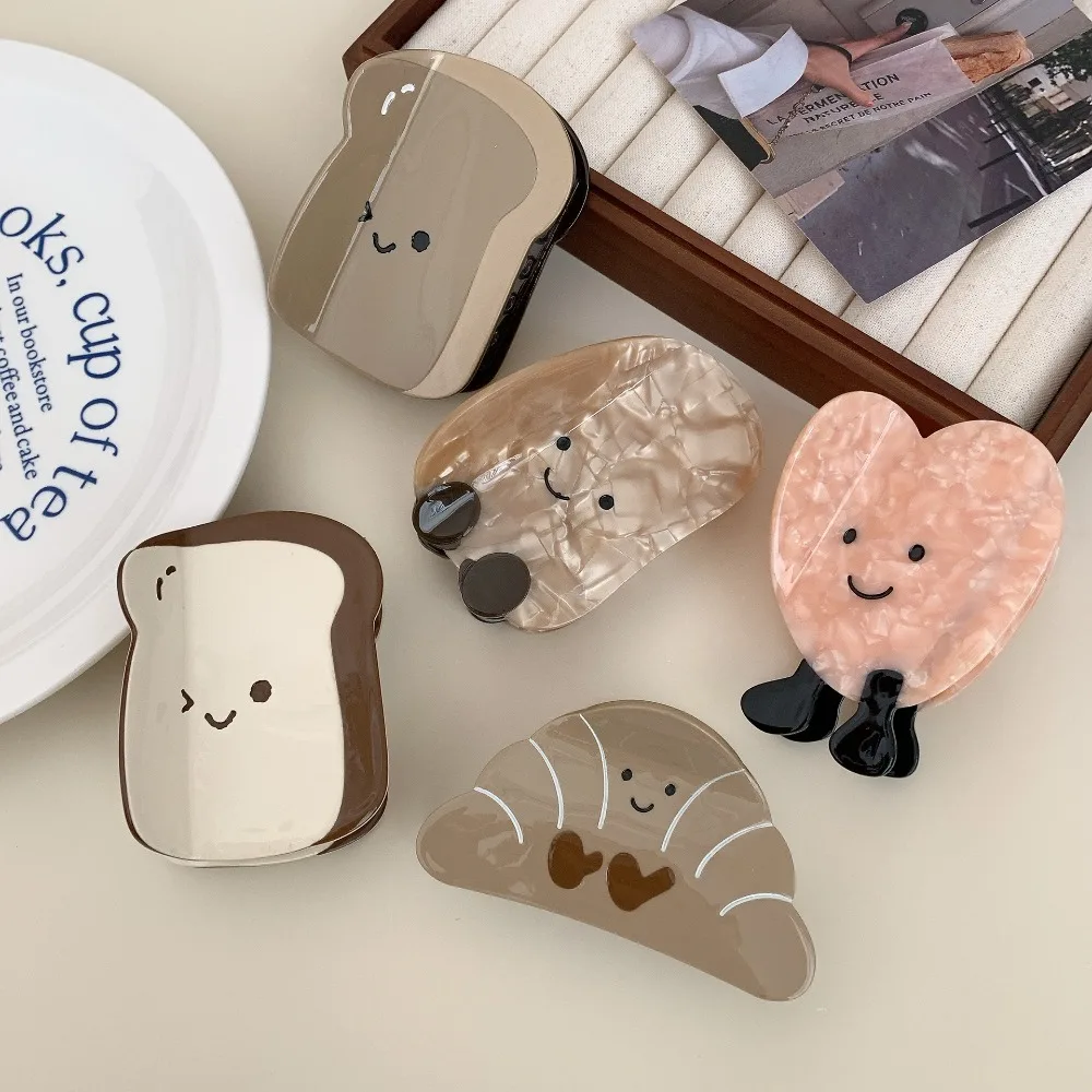 Cartoon Acetic Acid Grab Clip Simulation Bread Acetic Acid Bread Shape Hair Claw Grab Clip Hair Accessories Croissant Claw Clip