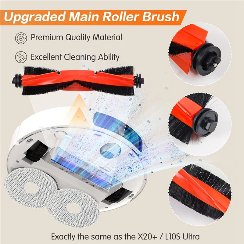 AY03-pour Xiaomi X20 +/X10 + Plus, pour Dreame L10s Ultra/L10 Ultra/L10 Prime Robot aspirateur brosse filtres vadrouille sacs