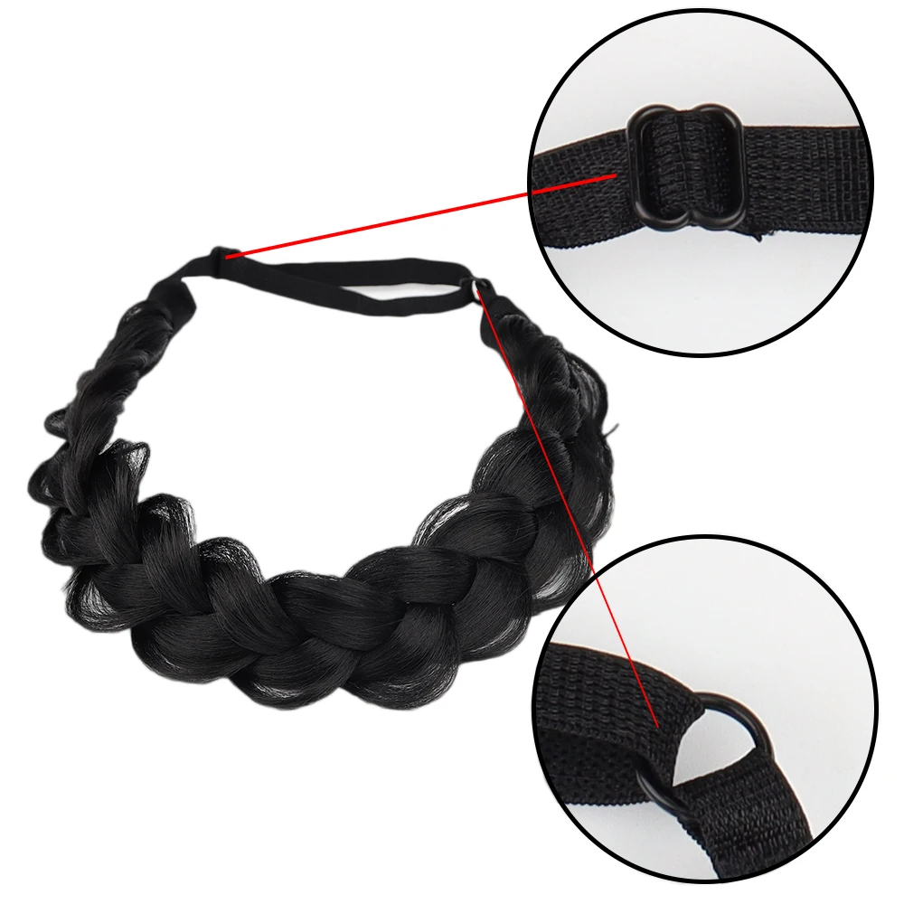 Braided Headband Hairpiece Synthetic High Heat Resistant Material Daily Wear Accessory Adjustable Size With Elastic Band