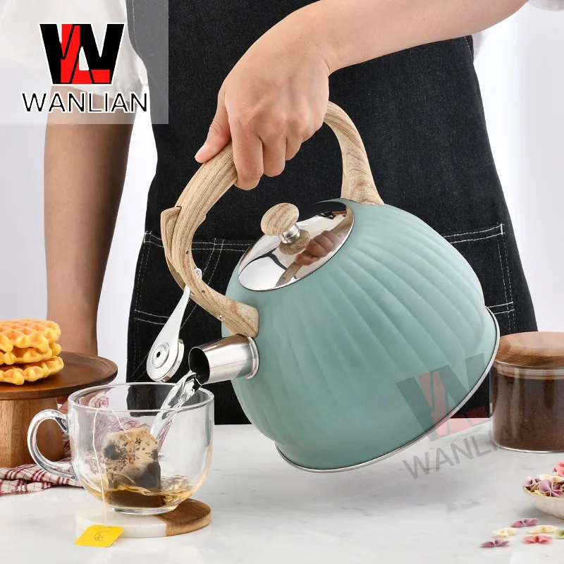 Кухонный ковш HXL Pumpkin Pot с ручкой под дерево для кухни и отелей