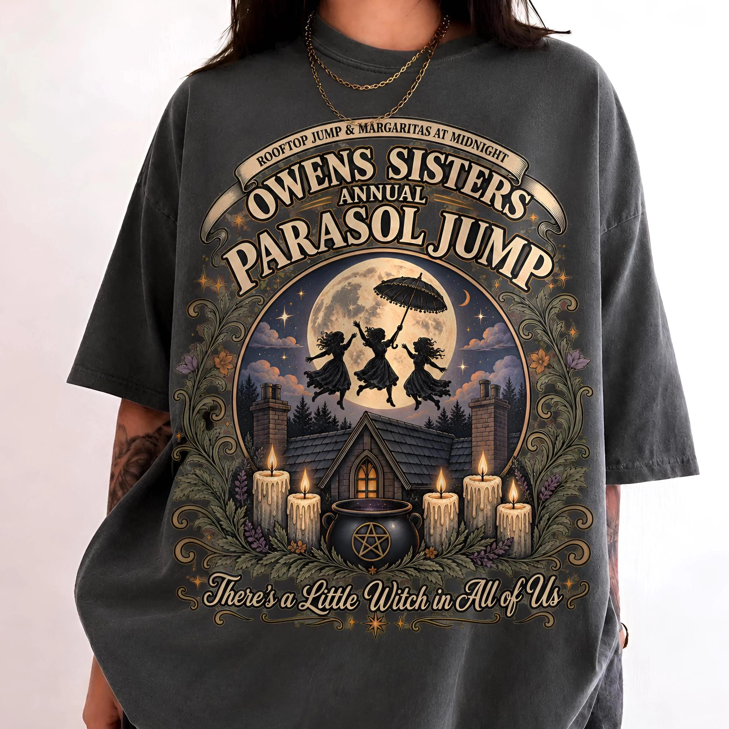 Owens Sisters Shirt Practical Magic Tshirt Witchy Halloween Tee Spooky Season Tshirt Short Sleeve Women's T-shirts for Unisex