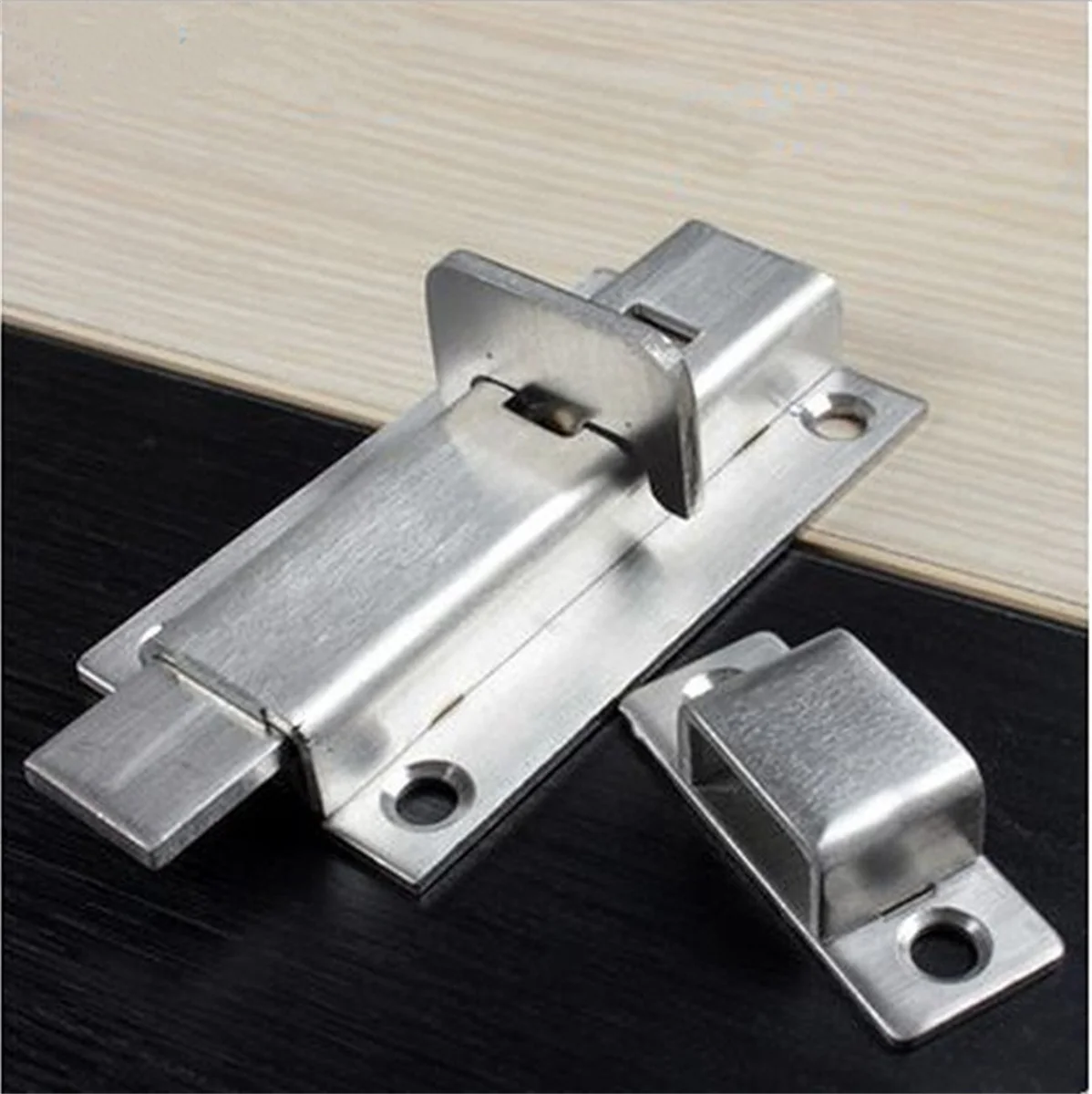 

Thickened stainless steel automatic spring latch lock door latch bathroom door bolt door buckle wooden door anti-theft door pin