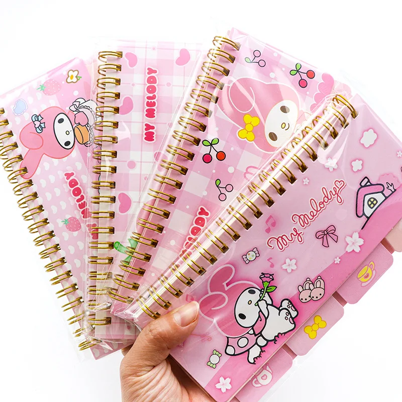 Sanrio 8/16pcs Notebook Kawaii Cinnamoroll Cartoon Student Record Color Pages Piano Classified Notebook Stationery Wholesale