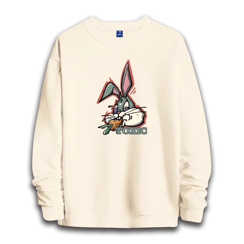 Bugs Bunny hoodie girls\' round neck hoodie women\'s long sleeved top couple\'s fashionable loose round neck hoodie couple\'s top