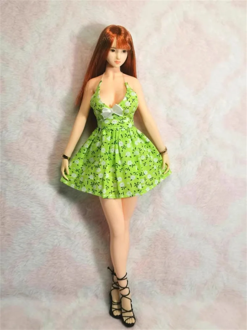 In Stock DMTOYS 1/6 Scale New Fashion Trend Sweet Cute Beauty Floral Dress With Bow Fit 12inch Action Figure Model Toys