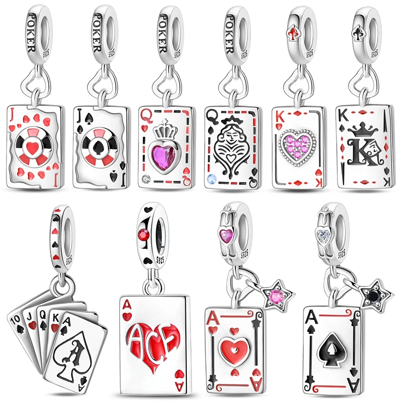 

Hot Sale Original Design Playing Cards Charm Fits 3mm Bracelet Necklace For Women Pendant Beads Luxury DIY Jewelry Making Gifts