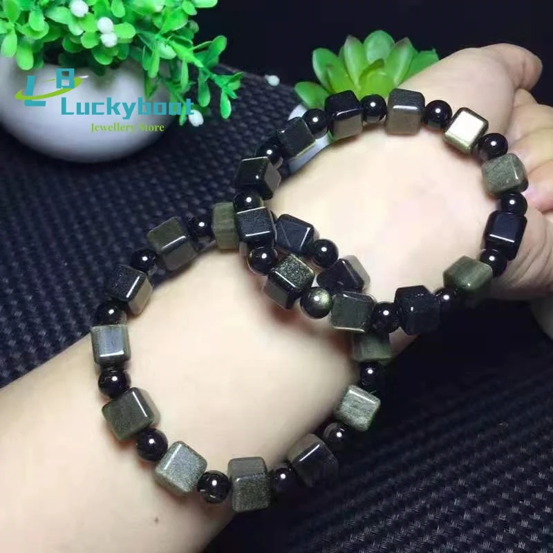 

Natural Jinyao Stone Bracelet Obsidian Crystal Men and Women Couple Fashion Jewelry