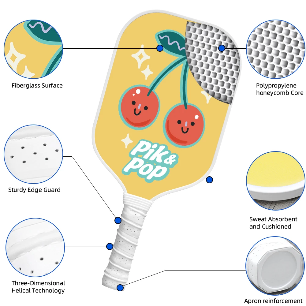 مجموعة كرات البيسبول مكونة من لاعبين مكونة من 2 مجاديف من الألياف الزجاجية الفاخرة، قرص عسل من مادة البولي بروبيلين للتحكم والطاقة، تتضمن حقيبة حمل وقبضة Ta #5