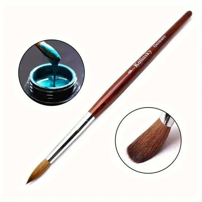 Kolinsky Acrylic Nail Brush Good Quality Nail Art Imitation Mink Brush Wood Handle Gel Builder Manicure Brush Drawing Tools