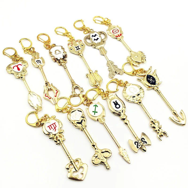 Cartoon Anime Fairy keychain Lucy Zodiac Key Chains for Men Women Enamel Pendant Key Ring llaveros Survivor Jewelry