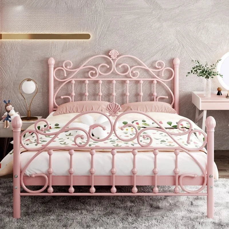 Wrought Iron Bed Thickened Reinforcement Simple Modern Princess Bed Internet Celebrity 1.8 Meters Double Bed Nordic Single 1 Met