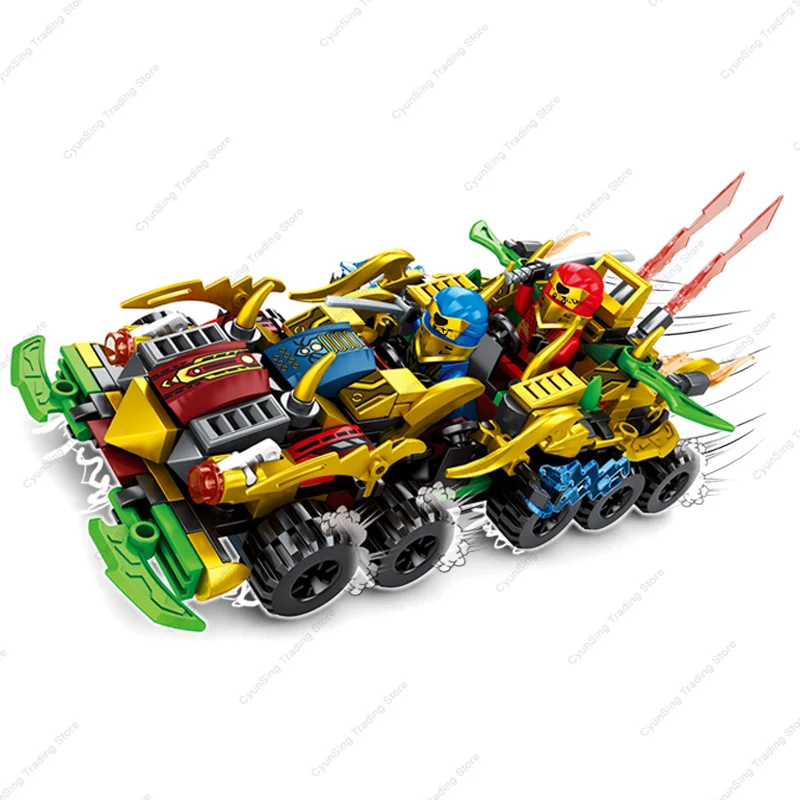 Ninja 4 in 1 Classic Anime Kai Jay Cole Lloyd War Armor Car Mech Chariot Model Action Figure Building Blocks Kit Bricks Kids Toy