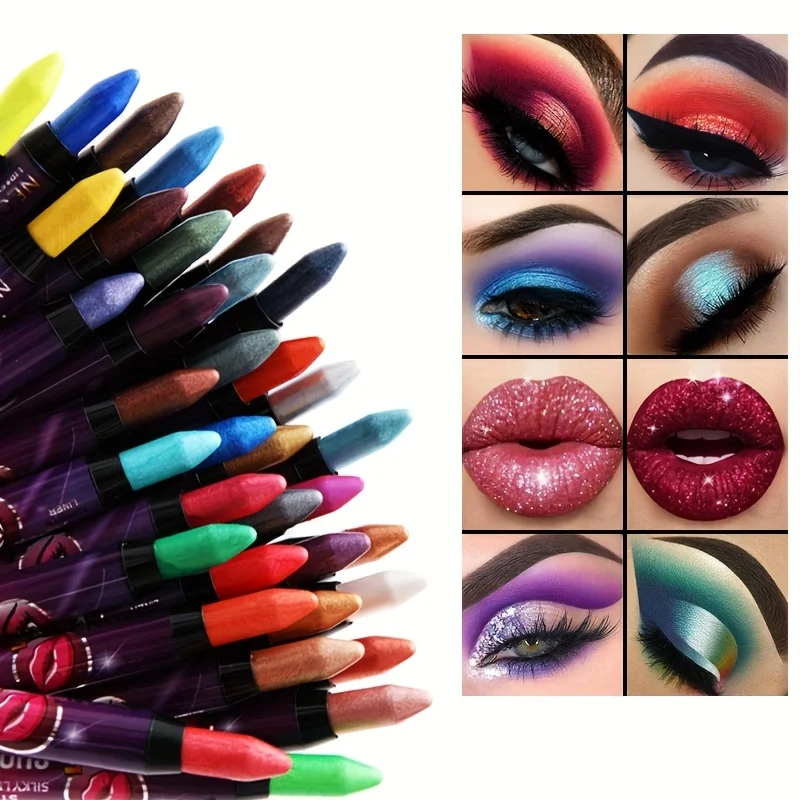 2 In 1 Eyeshadow Pen, Waterproof Eyeshadow Stick Lip Makeup Pen, Glitter Shimmer Long Lasting Eye Makeup For Music Festival