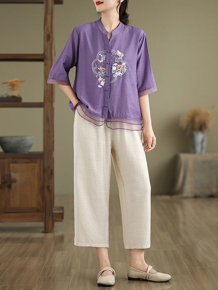 

Элегантный комплект из двух предметов: топ с V-образным вырезом и сетчатыми вставками и брюки с широкими штанинами. Женская модная повседневная одежда для весны и лета, дышащая и легкая.