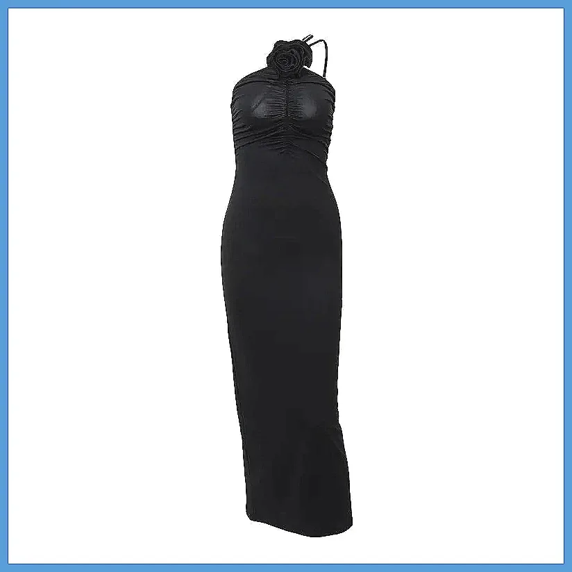 Abito sexy monospalla da donna, con vita pieghettata floreale, elegante outfit estivo slim fit