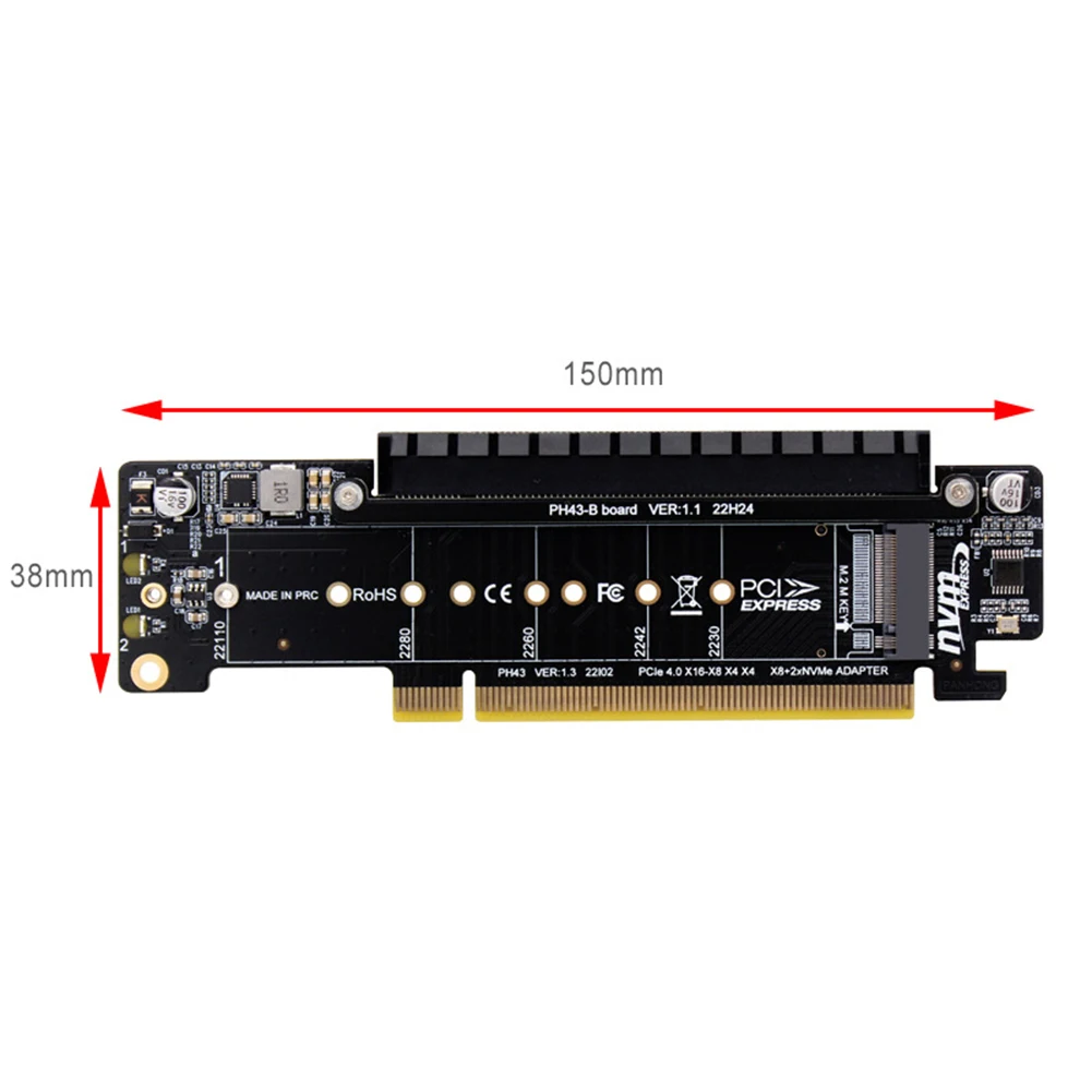PCIe X16 إلى X8 + X4 + X4 M.2 PCIE محول PCIE4.0 بطاقة توسيع محول بطاقة M.2 NVMEx2 منافذ الإدخال دعم 2280/2260/2242/2230 SSD