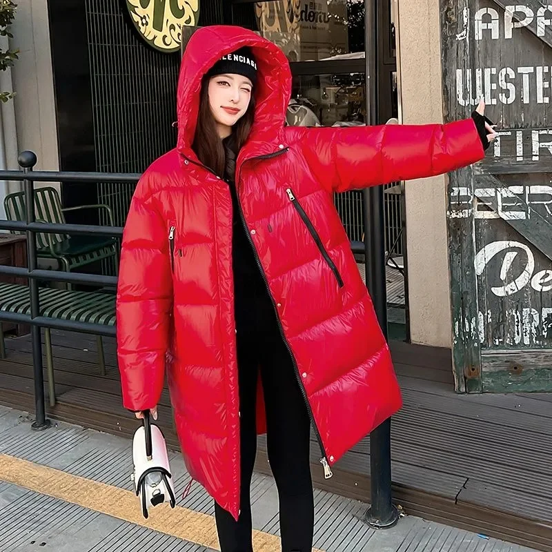 冬のダウンコットンジャケット婦人服ロングパーカーフード付き暖かい冬厚い防水コート女性黒オーバーコート JJ551