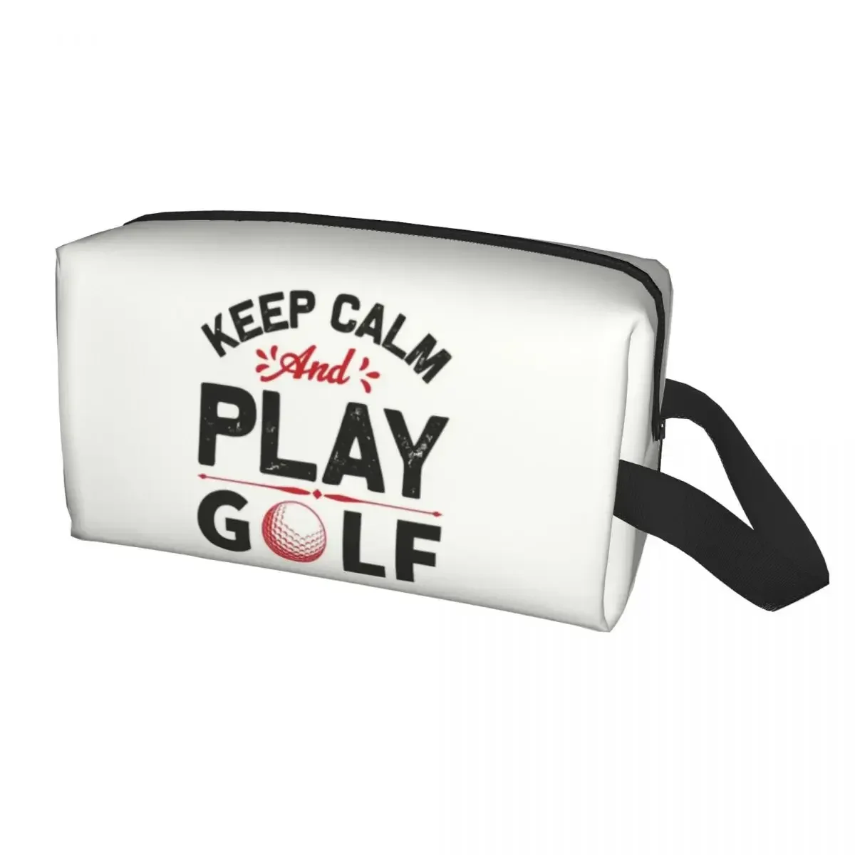 Keep Calm And Play Travel Cosmetic Bag Women Golfer Golfing Sport Makeup Toiletry Organizer Ladies Beauty Storage Dopp Kit