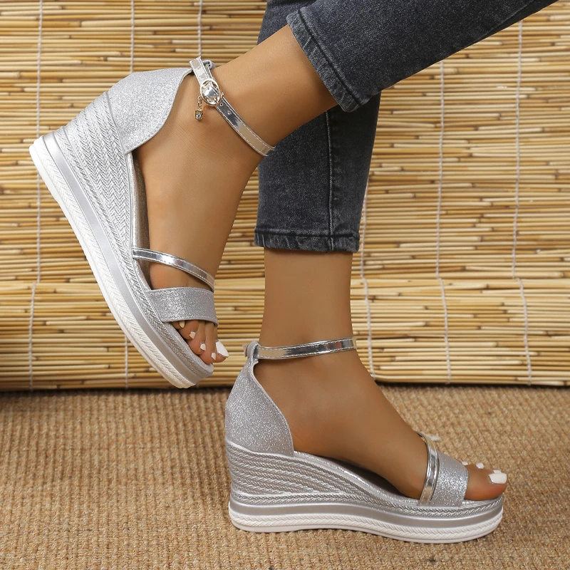 

NEW Pumps Shoes 2024 Hot Sale Gladiator Women's Sandals Summer Beach High heels Women Peep Toe Wedges Shoes Female Large Size 43