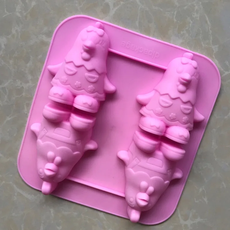 Silicone Cake Mold 4 with Rooster Candle Moiuld Realistic Image and High Temperature Resistant Rice  Molds XG161