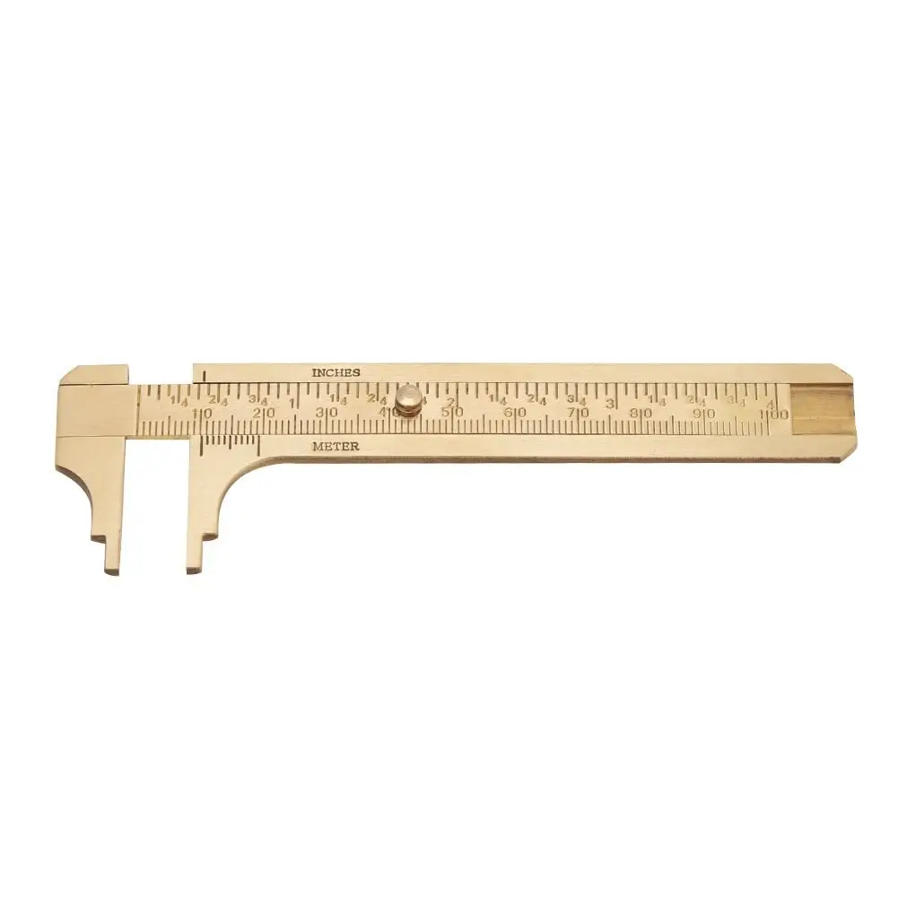 Brass Caliper 100mm / 4 inch Gauge Vernier Pocket Caliper for Bead Wire Jewelry Measuring (Double Scale)