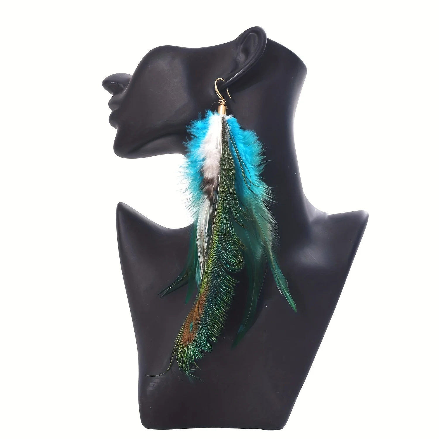 Exaggerated Feather Design Long Dangle Earrings Bohemian Vacation Style Holiday Ear Ornaments Female Gift