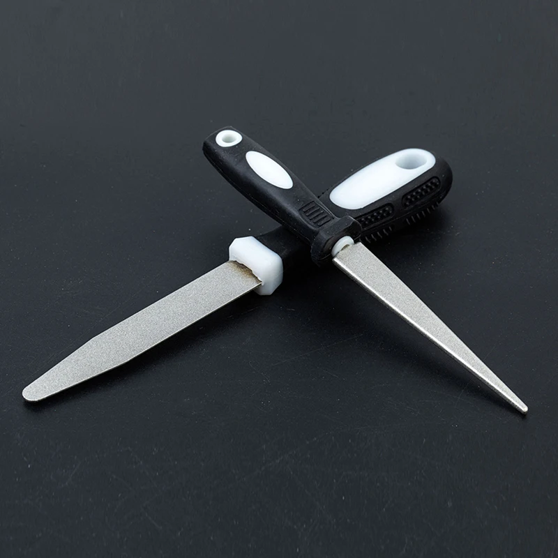 Double-sided Diamond Sharpener Scissors Knives Sharpening Rod Grit File Flat Curved Design Handheld Grinding Polishing Tools