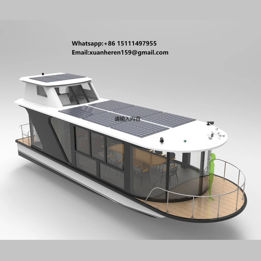 Luxury Aluminum Yacht for Rent and Sale Water Party Pontoon Houseboat Liveaboard Vessel for River Outboard Engine